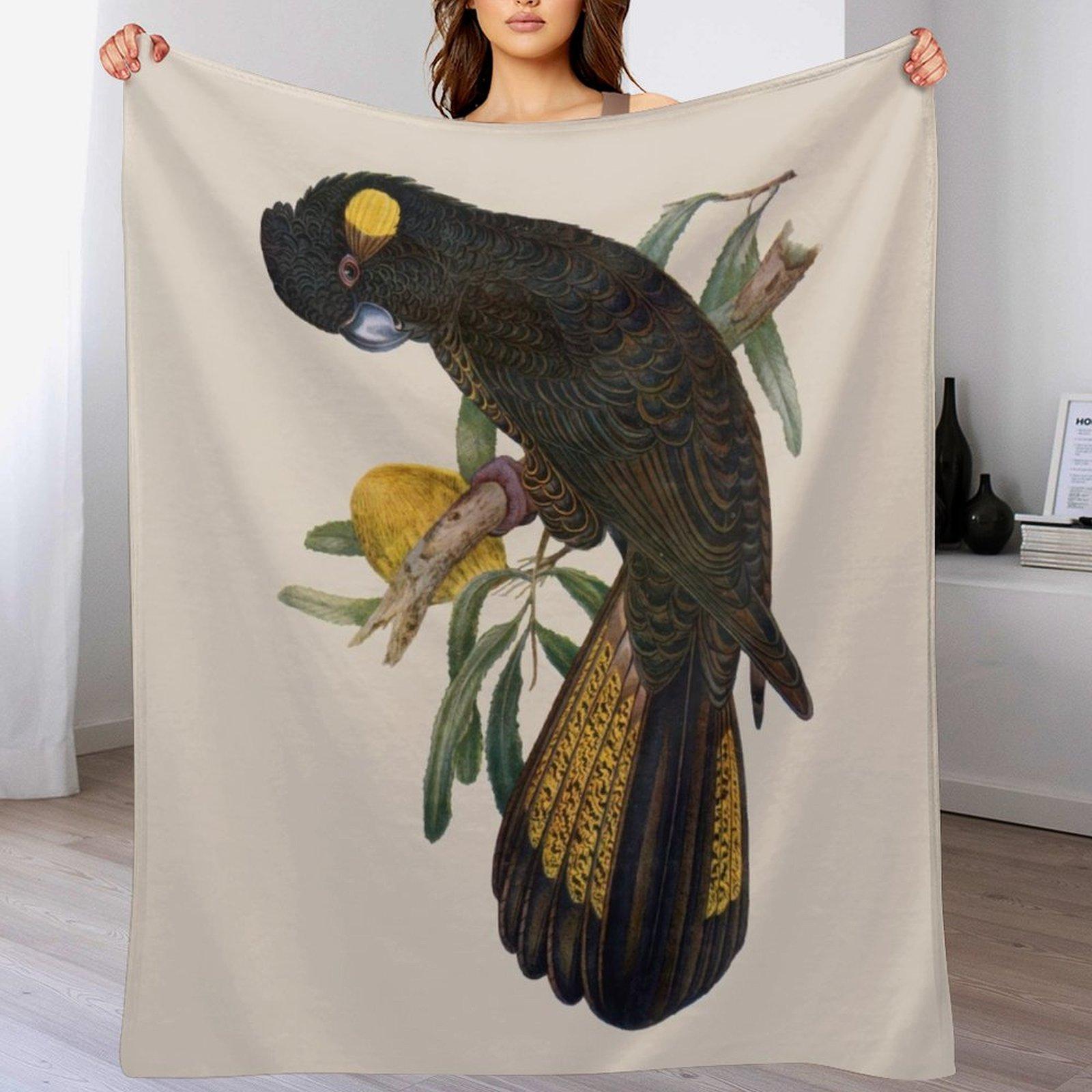 

Yellow Tailed Black Cockatoo Zanda funerea Throw Blanket Easy Care Comfortable Blanket for Couch 102x76cm(40x30in)