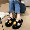 Christmas Elk Cotton Slippers For Women New Halloween Bedroom Soft Winter Indoor Shoes Warm Closed Toe Plush Cotton Slippers