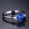 Independent Station Classic Sapphire Love Heart Ring Banquet Engagement Open Ring