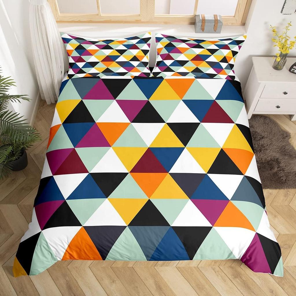 Comforter Geometric Triangle Geometry Patchwork Bedding Set Twin Geometry Art Stripes Diamond Comforter For Kids Boys