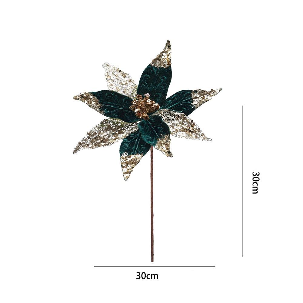 

Glitter Christmas Glitter Artificial Flowers Large 30cm with Stems Xmas Tree Flowers Ornaments Cute Creative