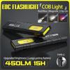 LED COB Flashlight 600LM Type-C Rechargeable Mini Portable Torch Pocket Work Light Magnetic Waterproof Lantern for Outdoor Camping Emergency