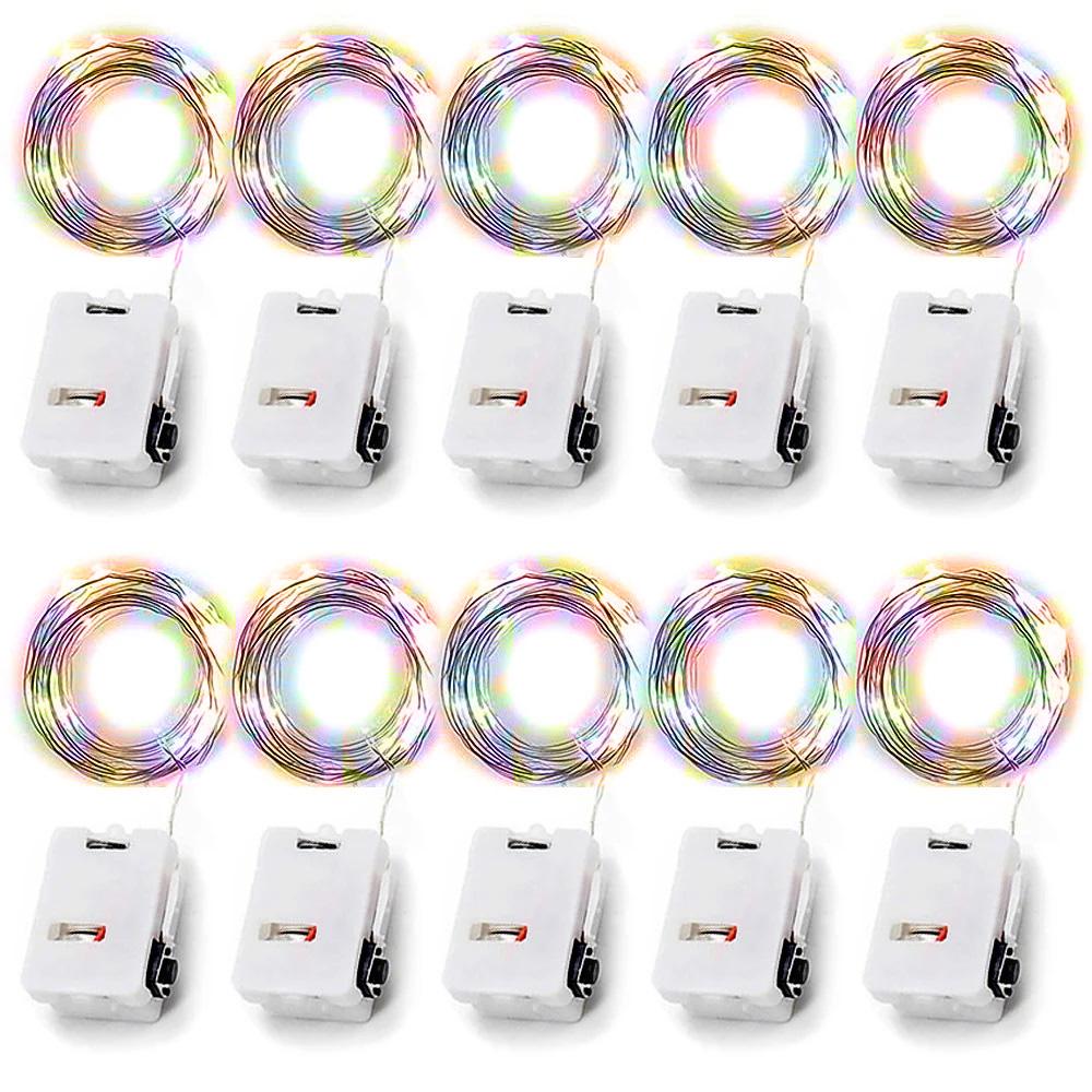 

10 Pack String Fairy Lights 30Led 3Meter Silver Copper Wire Battery Powered Decorations Lights For Wedding Party Christmas Decor 1M 10LED-10pcs