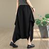 DIMANAF 2026 Summer Beach Plus Size Solid Black Long Pants Women Elastic Waist Loose Vintage Casual Trousers Skirt Pants Bottoms