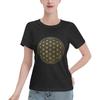 The Flower Of Life Gold Unisexdala TShirt Women Short Sleeve T Shirts Crew Neck Clothes Cotton Summer Tees Streetwear