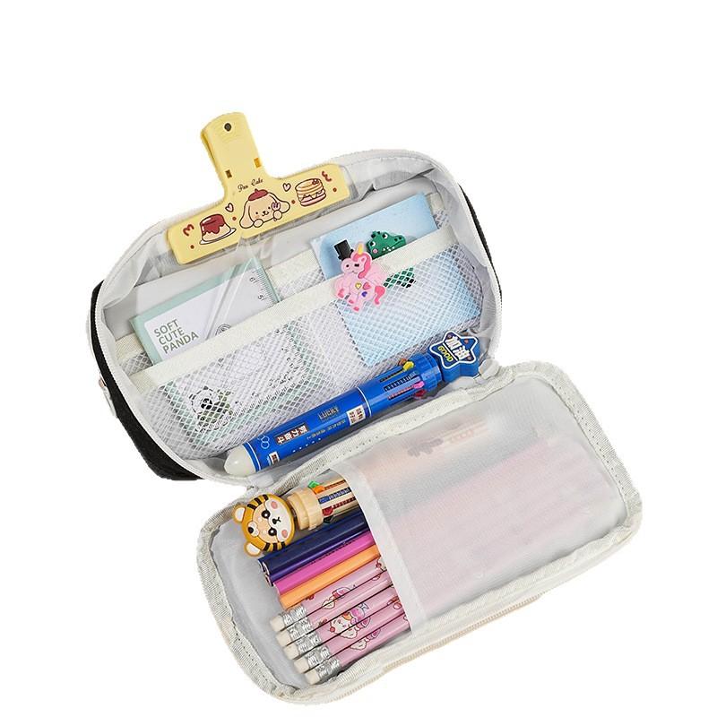 Pencil case 2025 new cute large capacity high value ins style pencil case for girls black cute dog repair pencil case