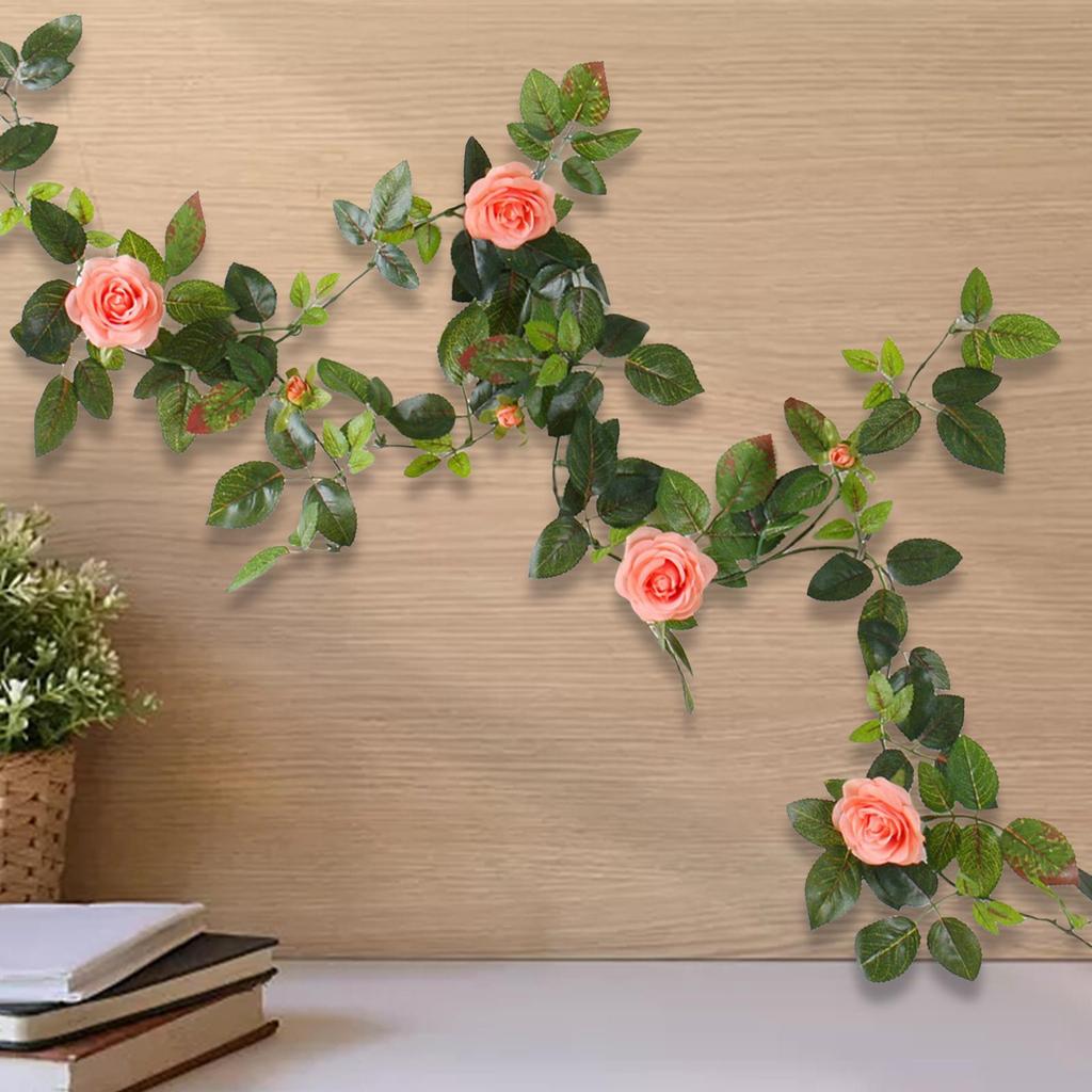 Artificial Rose Vines Rose Garland Hanging Faux Leaves Floral for Indoor Outdoor