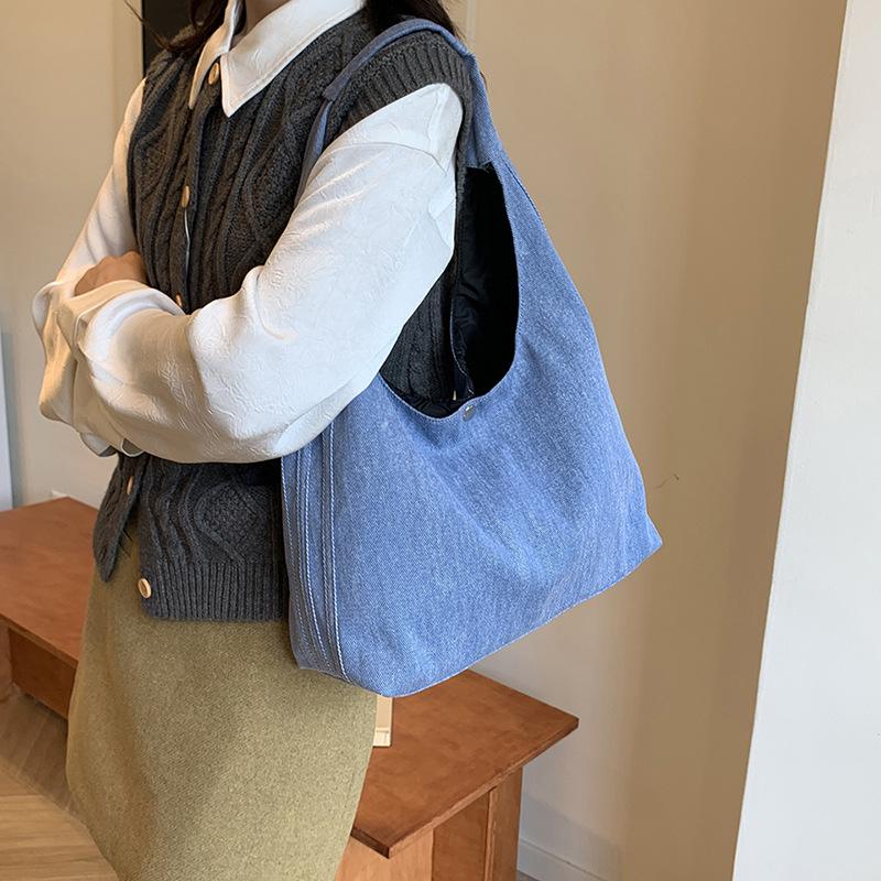 Denim Hobo Bag for Women with Oversized Design and Simple Style
