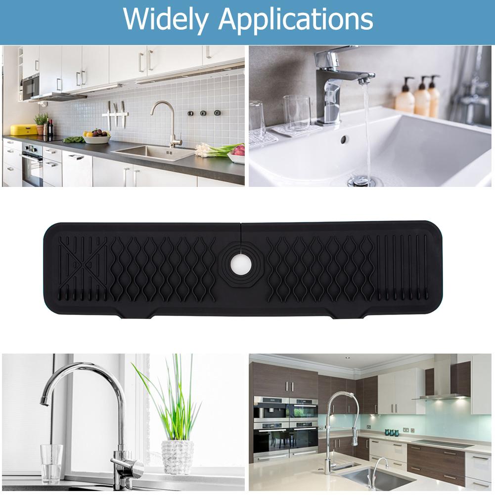 Silicone Faucet Absorbent Mat Portable Adjustable Water Splash Catcher Mat Thickened Splash Proof for Bathroom Kitchen