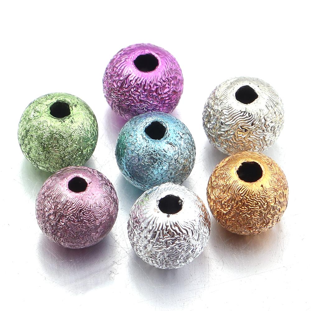 100pcs/lot Plating Wrinkle Acrylic Beads Colorful Round Loose Beads For Jewelry Making DIY Necklace Bracelet Accessories