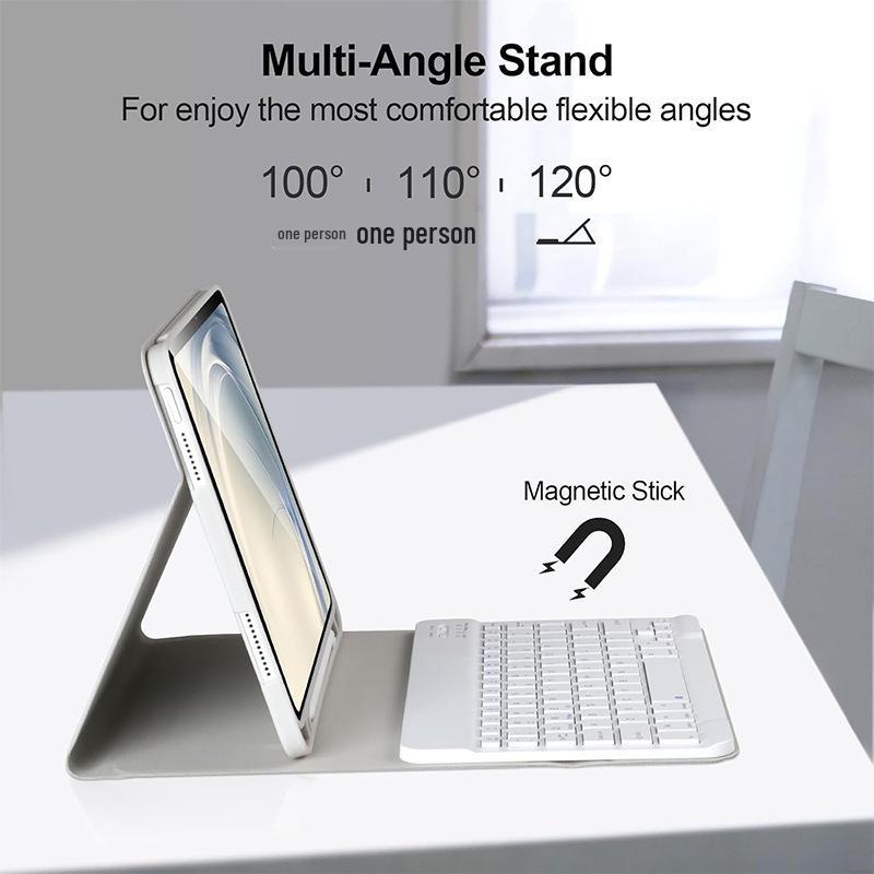 iPad A16 Bluetooth Keyboard Protective Case with Magnetic Detachable Pen Slot for 10th/11th Gen Tablets