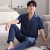 Pajamas Men's Summer Cotton Short Sleeve Trousers Men's Thin Summer Large Size Half Sleeve Men's Summer Loungewear Set