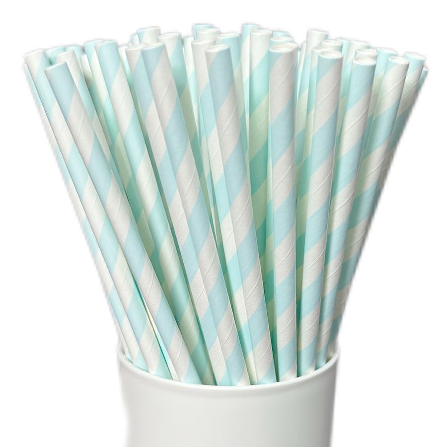 25-Pack Striped Biodegradable Paper Straws for Milk Tea and Beverages