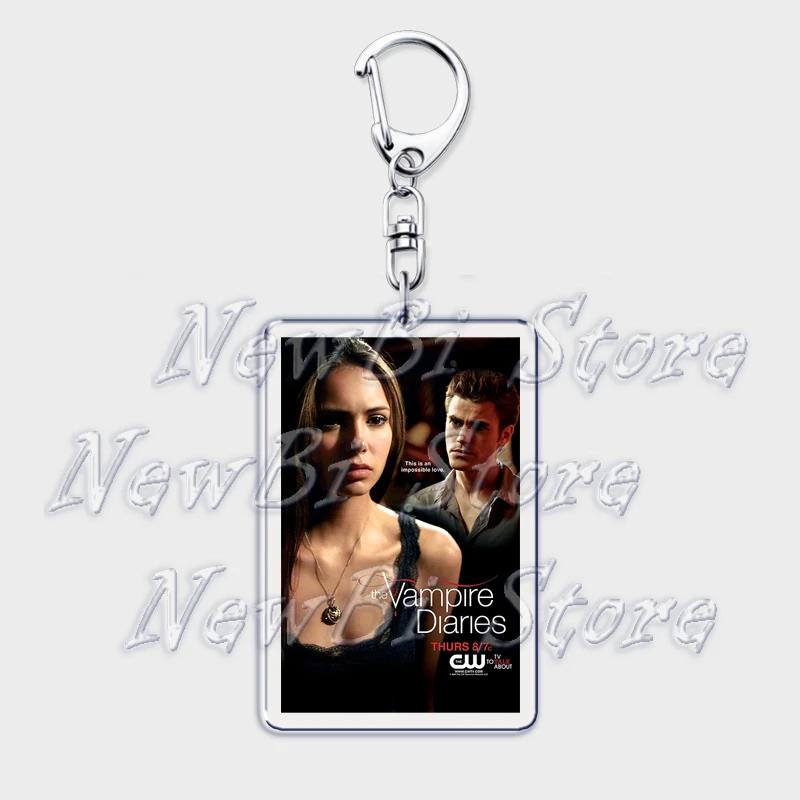 TVD The Vampire Diaries Keychain for Accessories Bag Damon Stefan Salvatore Elena Gilbert Key Chain Keyring Jewelry Fans Gifts