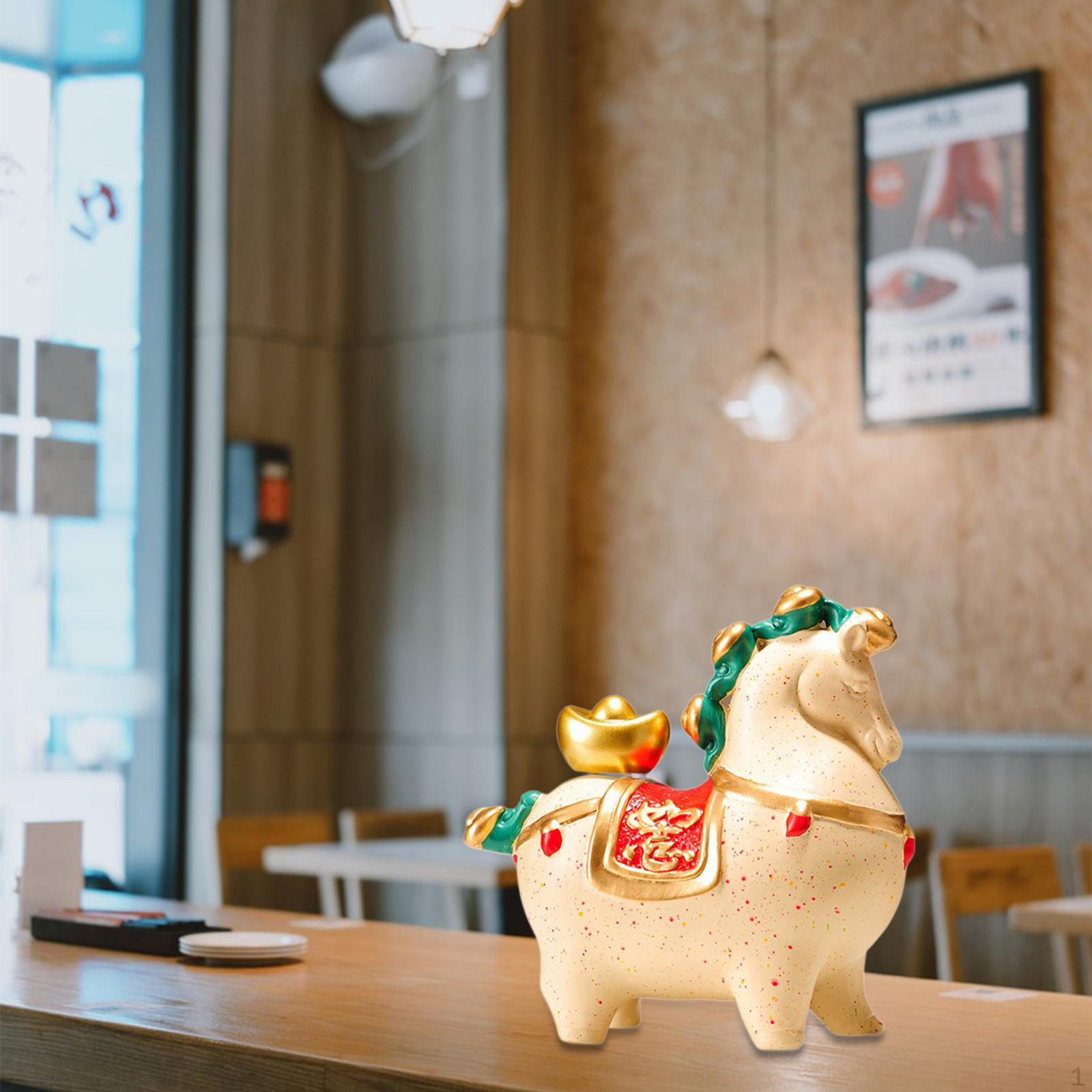 

Ceramic Horse Figurine Decorative Desktop Ornament Sculpture Animal for Entryway Shelf Good luck