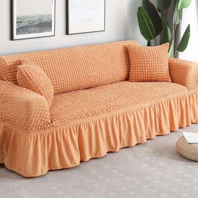 Living Room Stretch Sofa Cover Printed Plaid Stretch Sofa Cover Combination Sofa Cover L Shape 1-4 Cushion