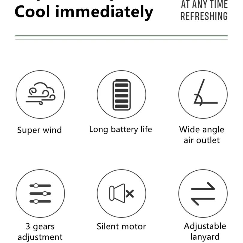 Vissko Portable Hanging Neck Fan Mini Fans with Adjustable Lanyard Bladeless USB Rechargeable Sports Cooling Fan for Kids Travel
