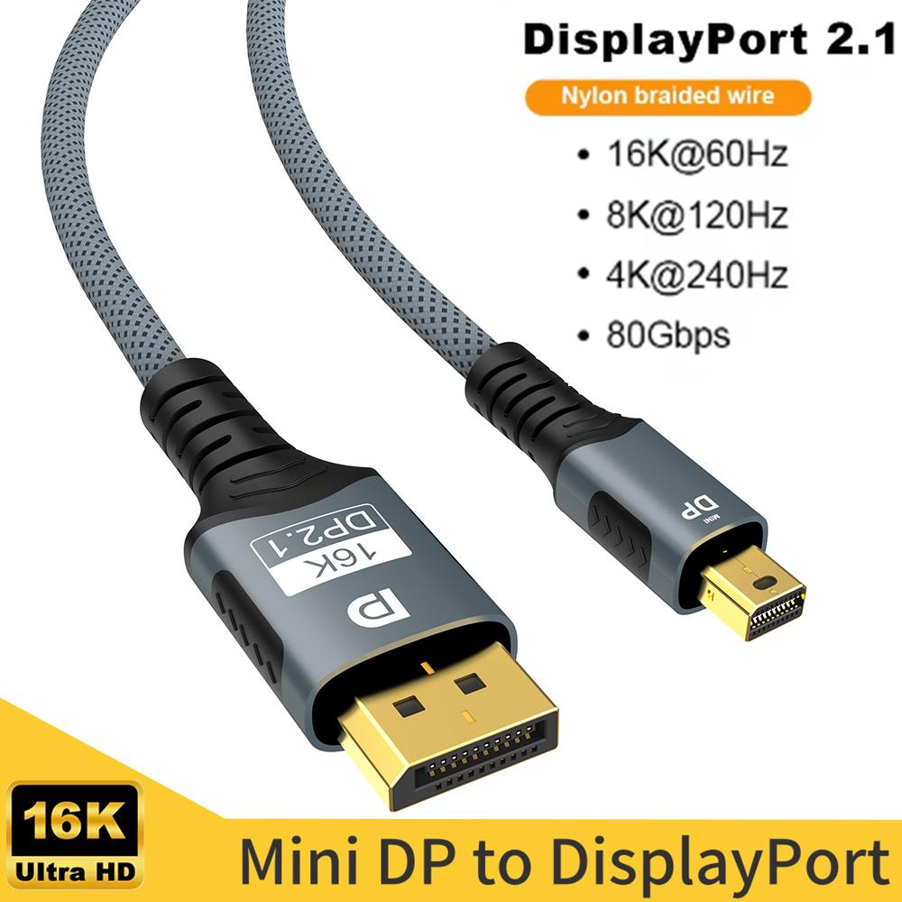 

Mini DP to DisplayPort 8K Cable DP1.4 Bi-Directional Conversion Transmission Cable 16K@60Hz 4K@144Hz for MacBook Air Projector 1M/2M/3M 1M