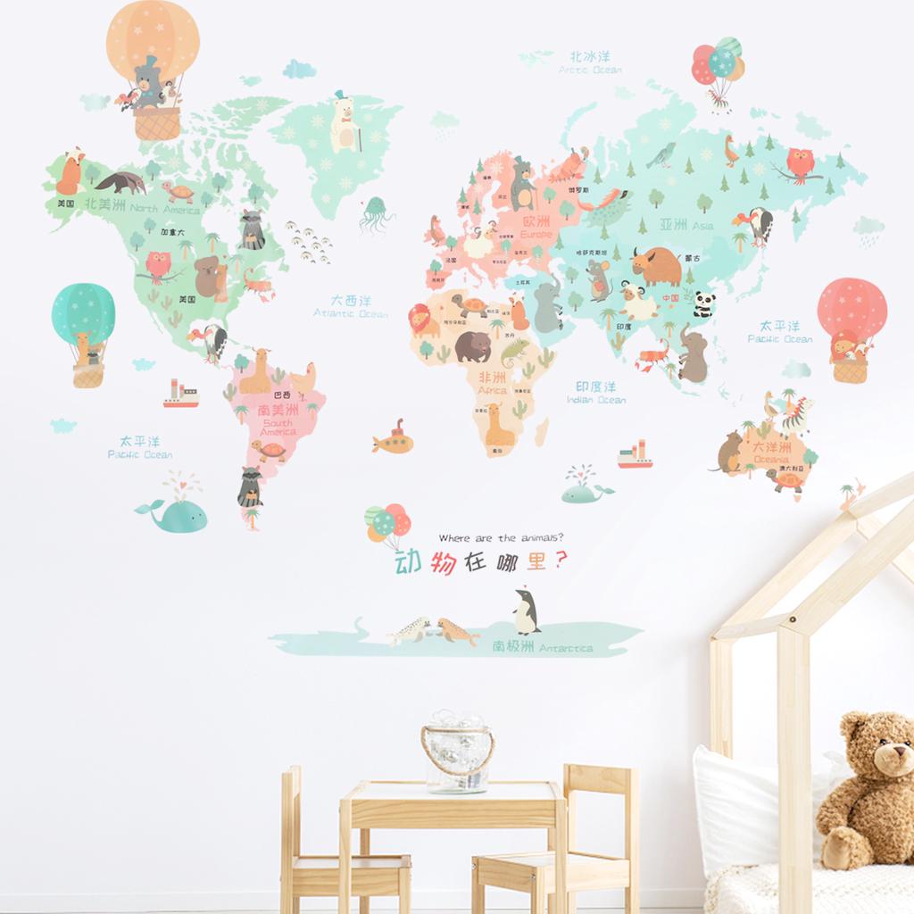 Animal World Map Wall Sticker Removable Decal Mural Bedroom Kids Room Decor FA Animal World Map Wall Sticker Removable Decal Mural Bedroom Kids Room Decor FA