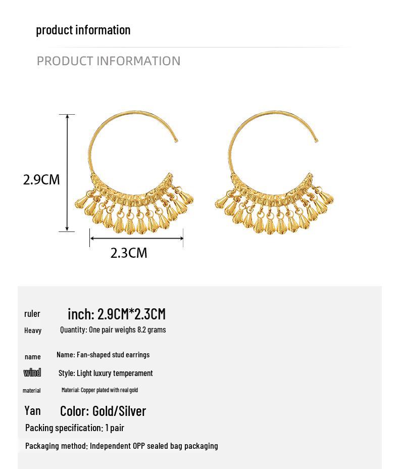 Elegant Light Luxury Real Gold-Plated Copper Stud Earrings - European & American Style for Women