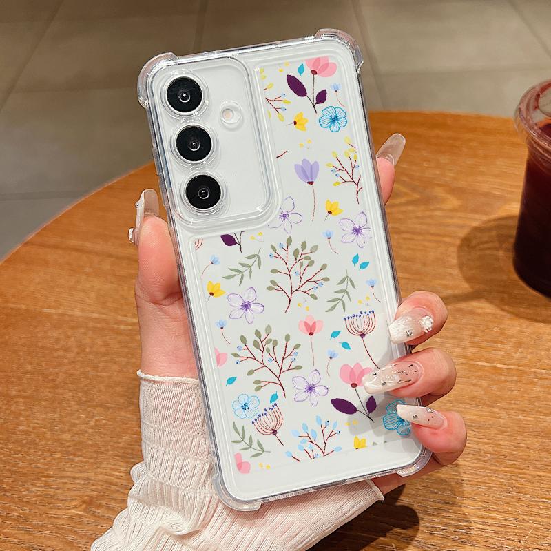 Colorful Flowers Phone Case For Samsung Galaxy S25 Edge S24 FE S25 S24 S23 S22 Ultra A36 A56 A16 A55 A54 A15 5G Clear TPU Cover