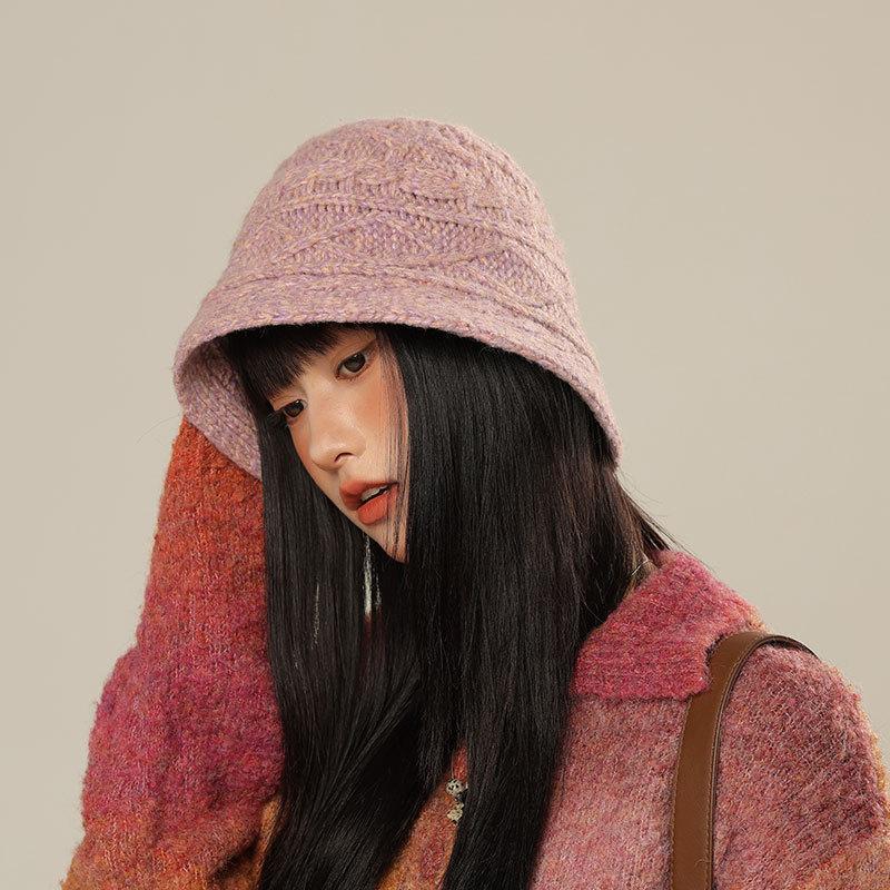 Women's Bucket Hat Knitted Fisherman Cap Autumn Winter Hats For Women Solid Color Casual Foldable Bob New