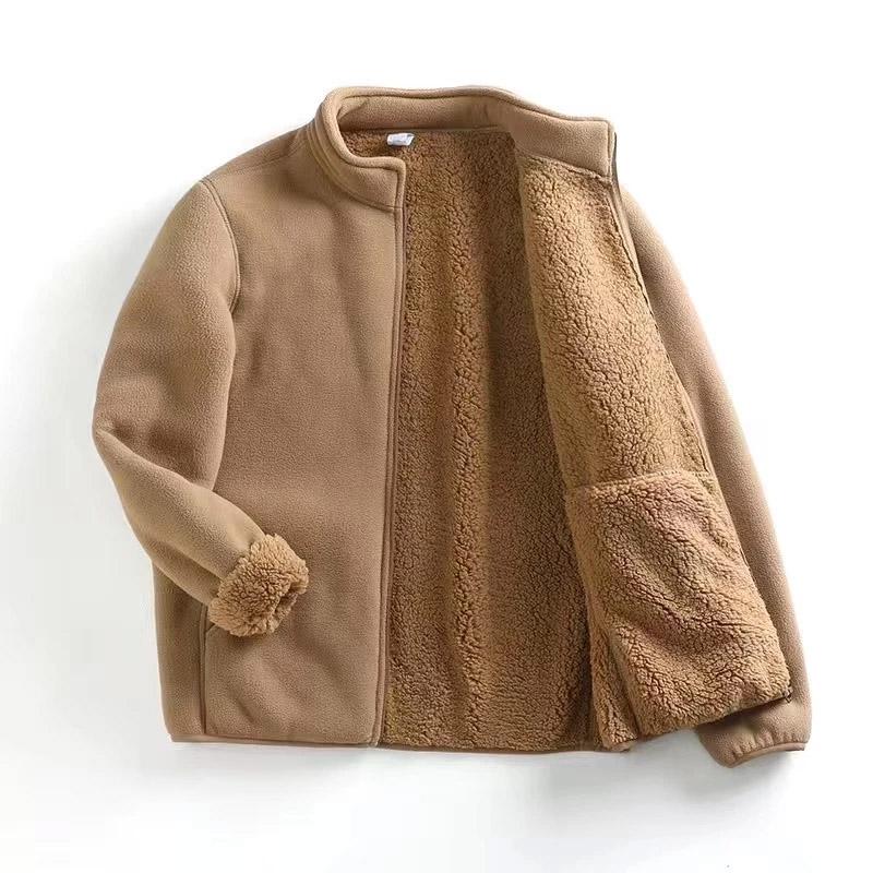 

Пальто для женщин Флис Утепленное Плюшевое Осень Зима Двухслойный Ветрозащитный Оверсайз Повседневная Куртка на молнии S