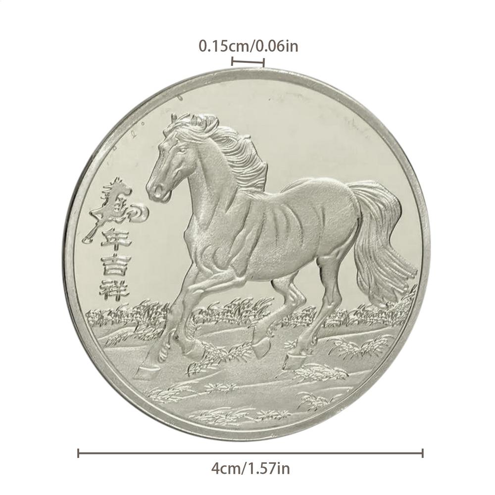

Souvenir Coin 3D Embossed Horse 2026 Year Of The Horse Commemorative Coin for Men Women Boys Girls Youth Teens Cyclists Golfers серебряный
