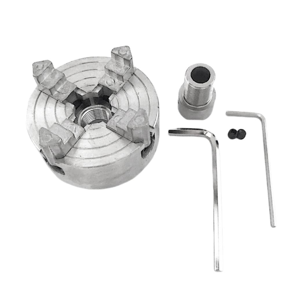 4 Jaws Self Centering Chuck Zinc Alloy Self-Centering Drill Chuck with Motor Connection Shaft for Grinding Milling Lathe Machine