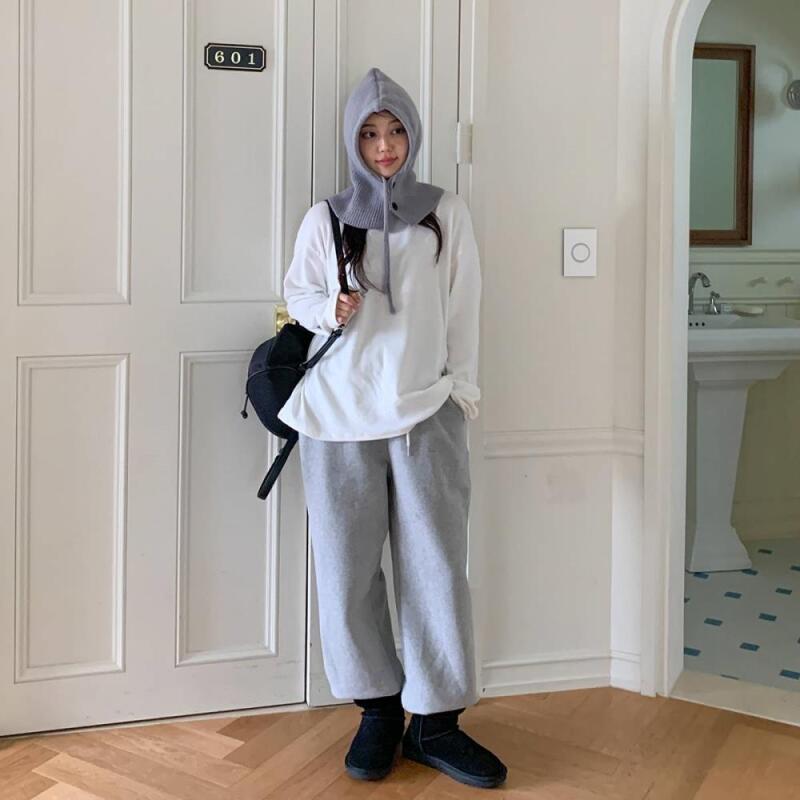 Women s Winter Pastel Gore Button Neck Warmer A32111_Black