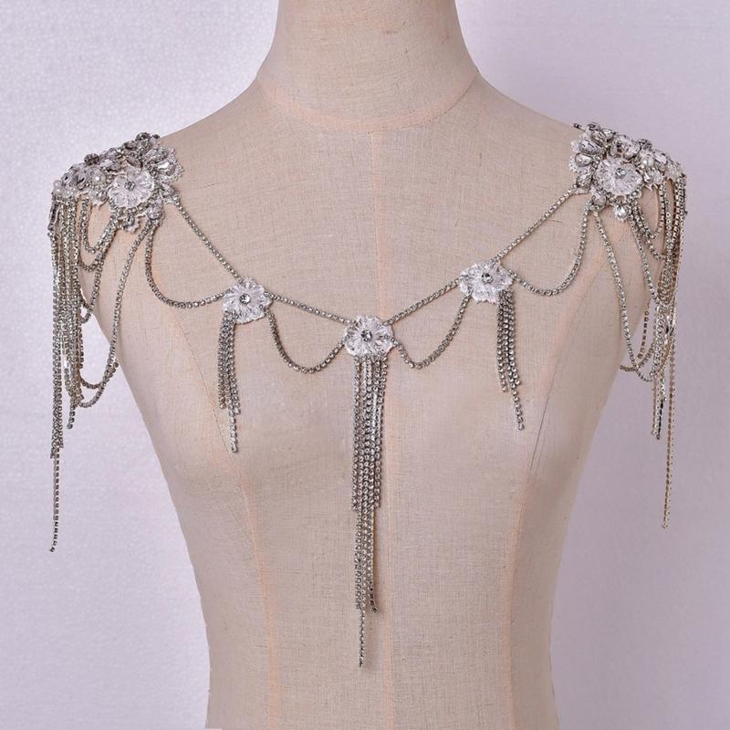 Elegant Rhinestones Fringe Shoulder Harness Body Jewelry For Women Wedding Party Beach Wear Detachable Versatile Fashion Accessory