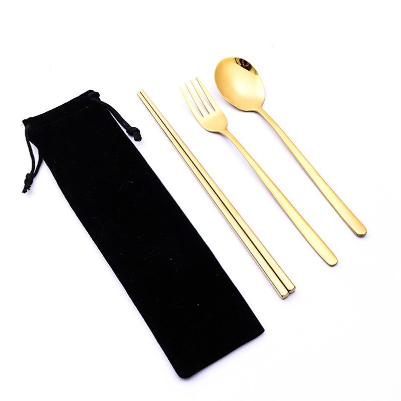 Korean Style Stainless Steel Cutlery Gift Set - Knife, Fork, Spoon, Straw