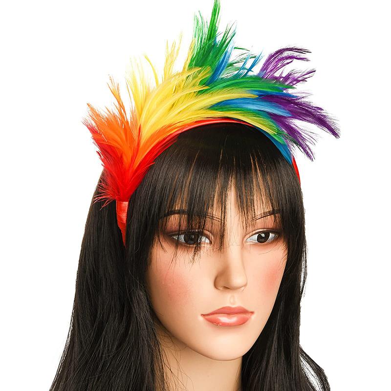 Colorful Mardi Gras Feather Headband Flapper Headpiece Adult Party Costume Hair Accessories