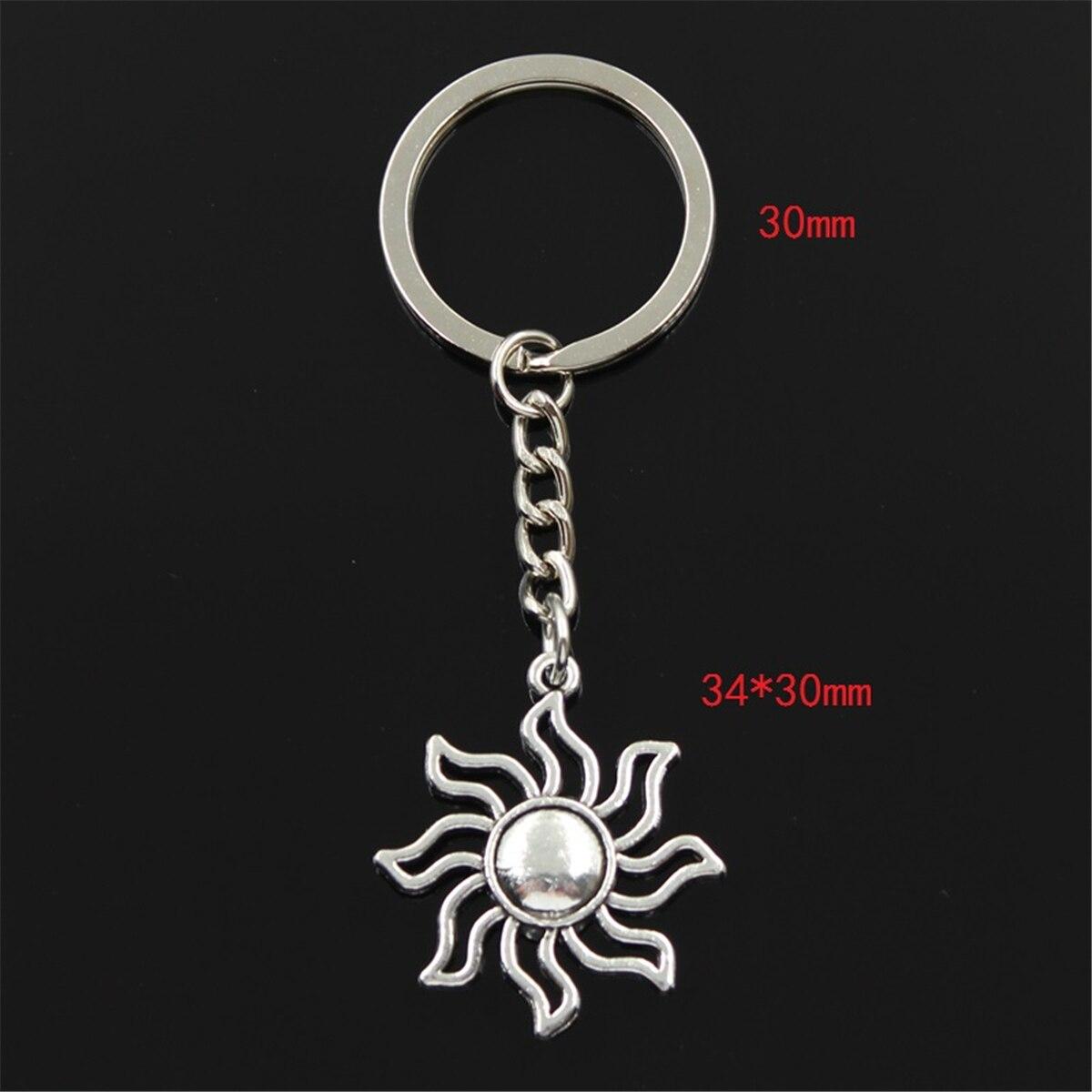 

Модный Sun Sunburst 34x30 мм кулон 30 мм брелок для ключей металлическая цепочка для мужчин автомобильный подарок сувенирный брелок серебряный