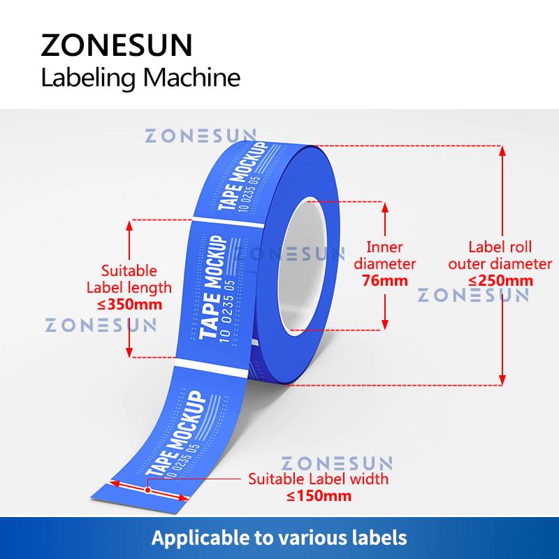 ZONESUN ZS-TB101 Tabletop Single Double Side Round Bottle Labeling Machine Slideway Automatic Feeders Label Sticker Machine