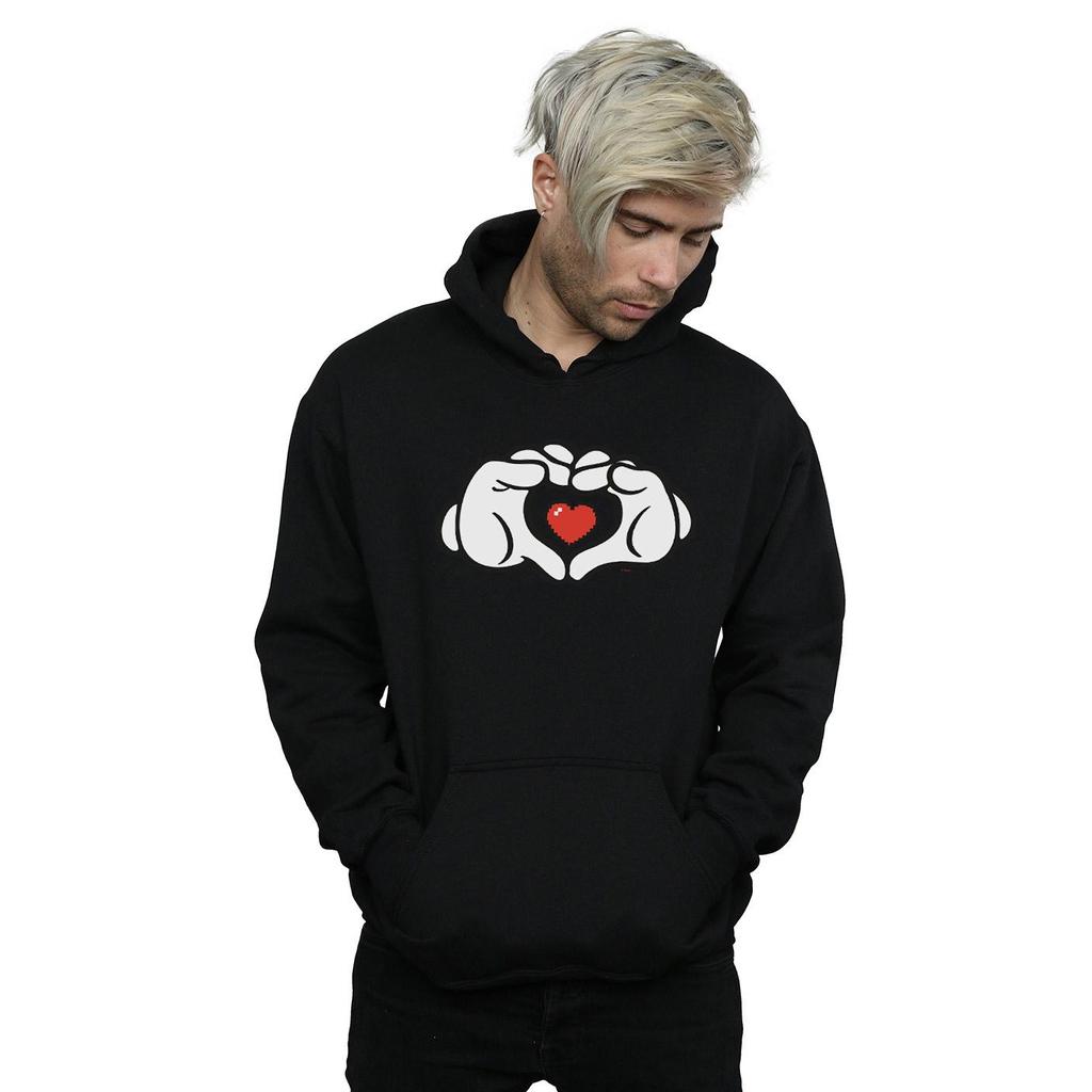 Disney Mens Mickey Mouse Heart Hands Hoodie
