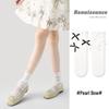 Renaissance Lace Women's Mid-Calf Bow Socks - Breathable, Thin, Ruffled Mesh for Spring/Summer