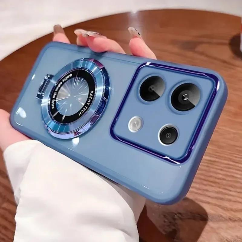 G 15 75 5G Gjennomsiktig Linsefilm Etui for Motorola Moto G15 G75 G85 G35 G45 G53 G84 Magnetisk Støtteholder Silikon Telefondeksel