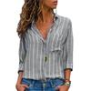 Womens Long Sleeve Loose Blouse Casual Tops Featuring Elegant V-neck Button-up Design