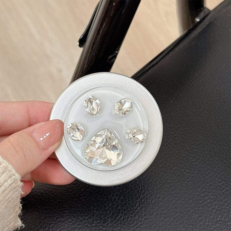 

Round Solid Color Small Fresh Magnetic Attraction Suitable For Magsafe Mobile Phone Airbag Bracket Rhinestone Creative Cat Claw Telescopic