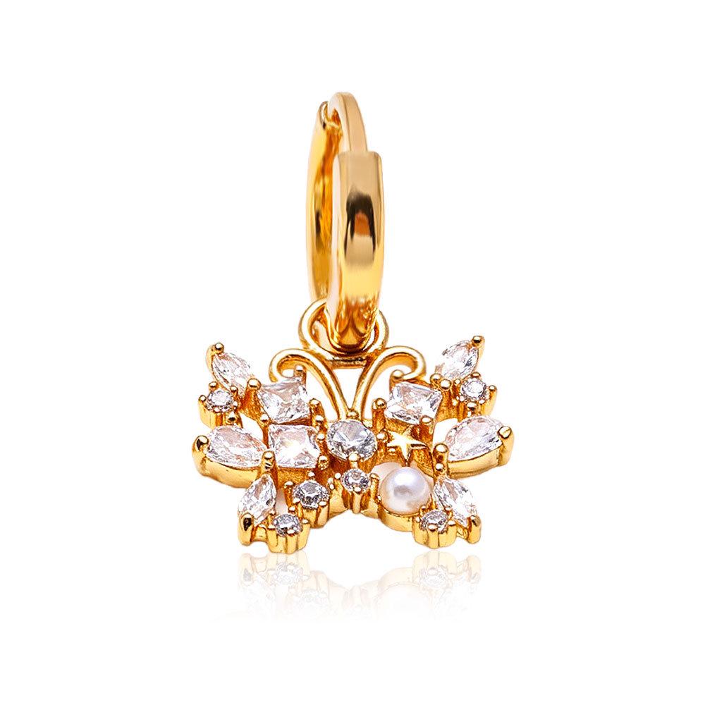Elegant Butterfly Pendant Earrings with Copper Inlaid Zirconia