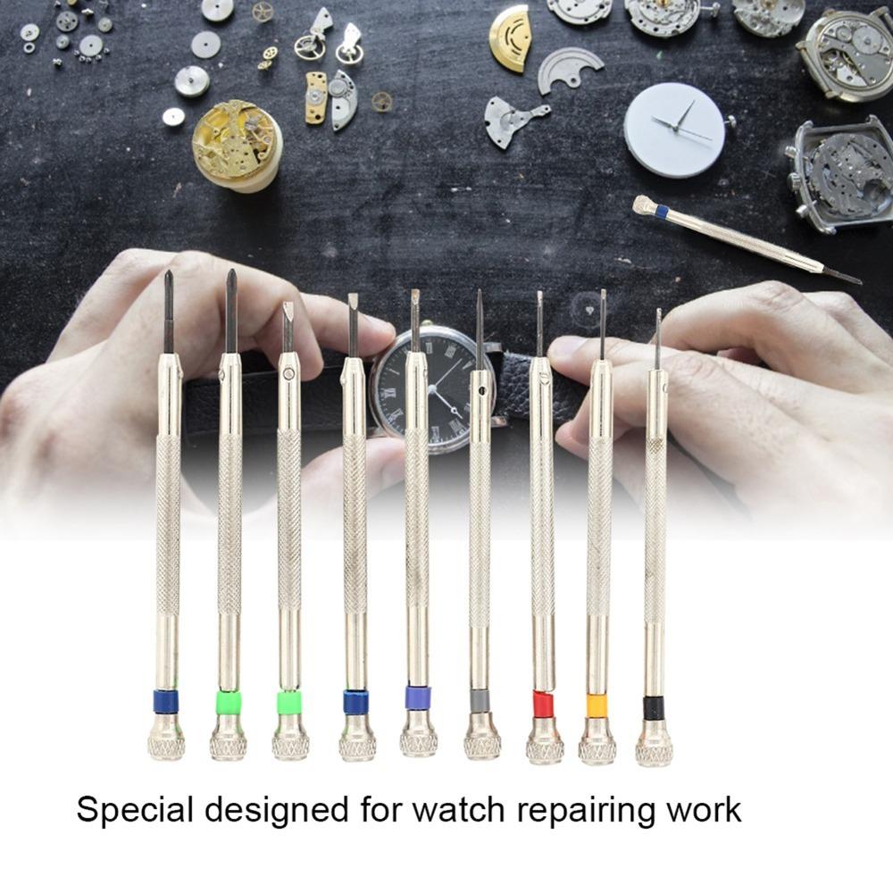 9pcs Spare Heads Precision Screwdriver Kit Round Base Flat Slotted Screwdriver Professional Repair