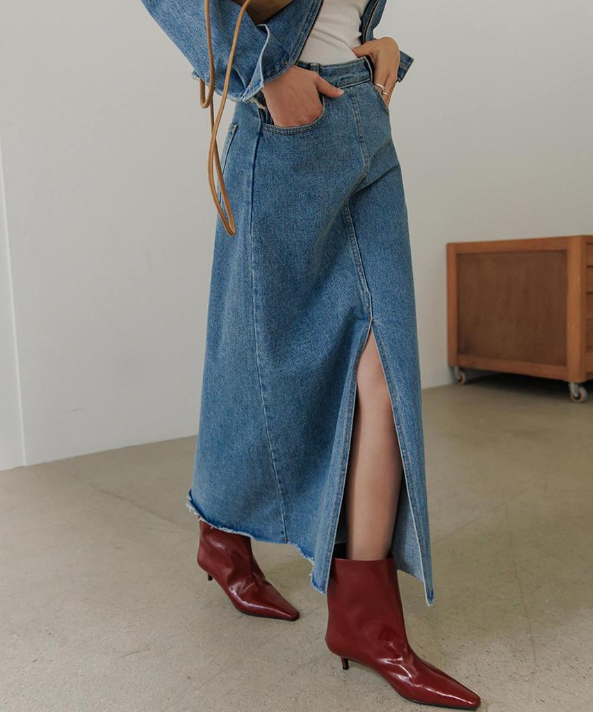 Memua Rain Long Denim Skirt