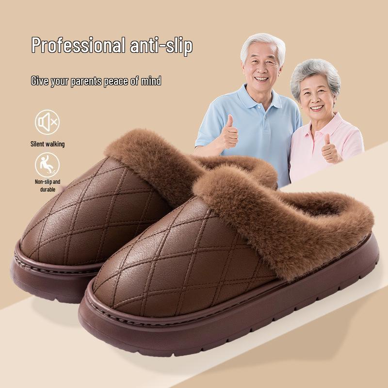 Damen Wasserdichte Baumwollpantoffeln - Herbst/Winter 2025, Samtgefüttert, Warm, Dicke Sohle, Innen-/Außenbereich