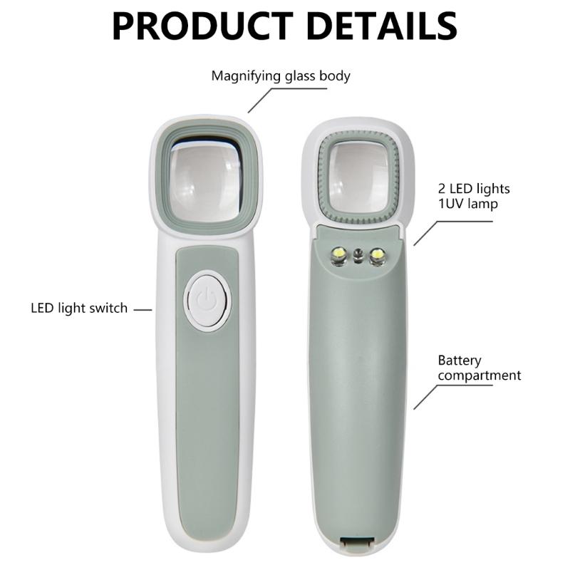 Handheld Magnifying Glass with LED High Power Lens Illuminates Reading Magnifier with 3 LEDs for Senior & Hobbyists
