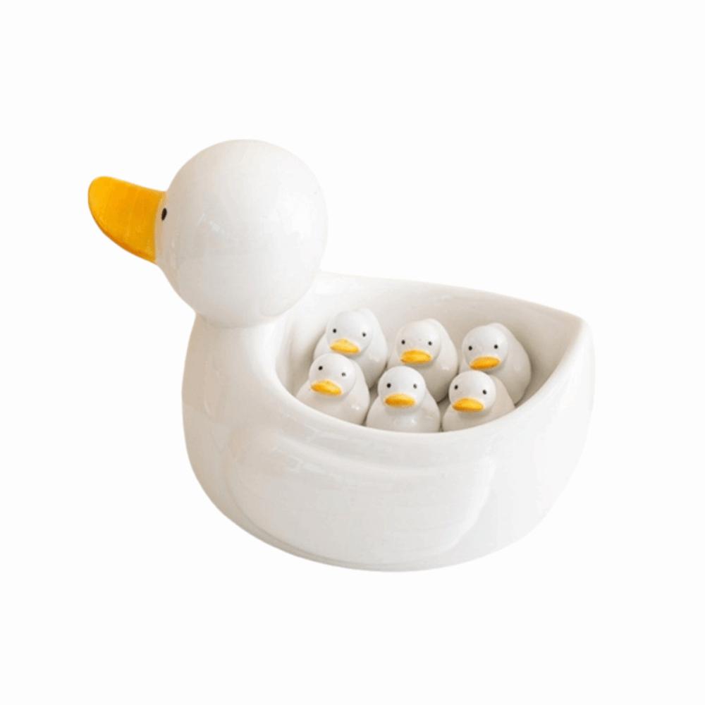 Creative Ceramic Chopstick Stand Cute Duck Shape Duck Chopstick Holder Hand-painted Practical Writing Brush Pen Holder