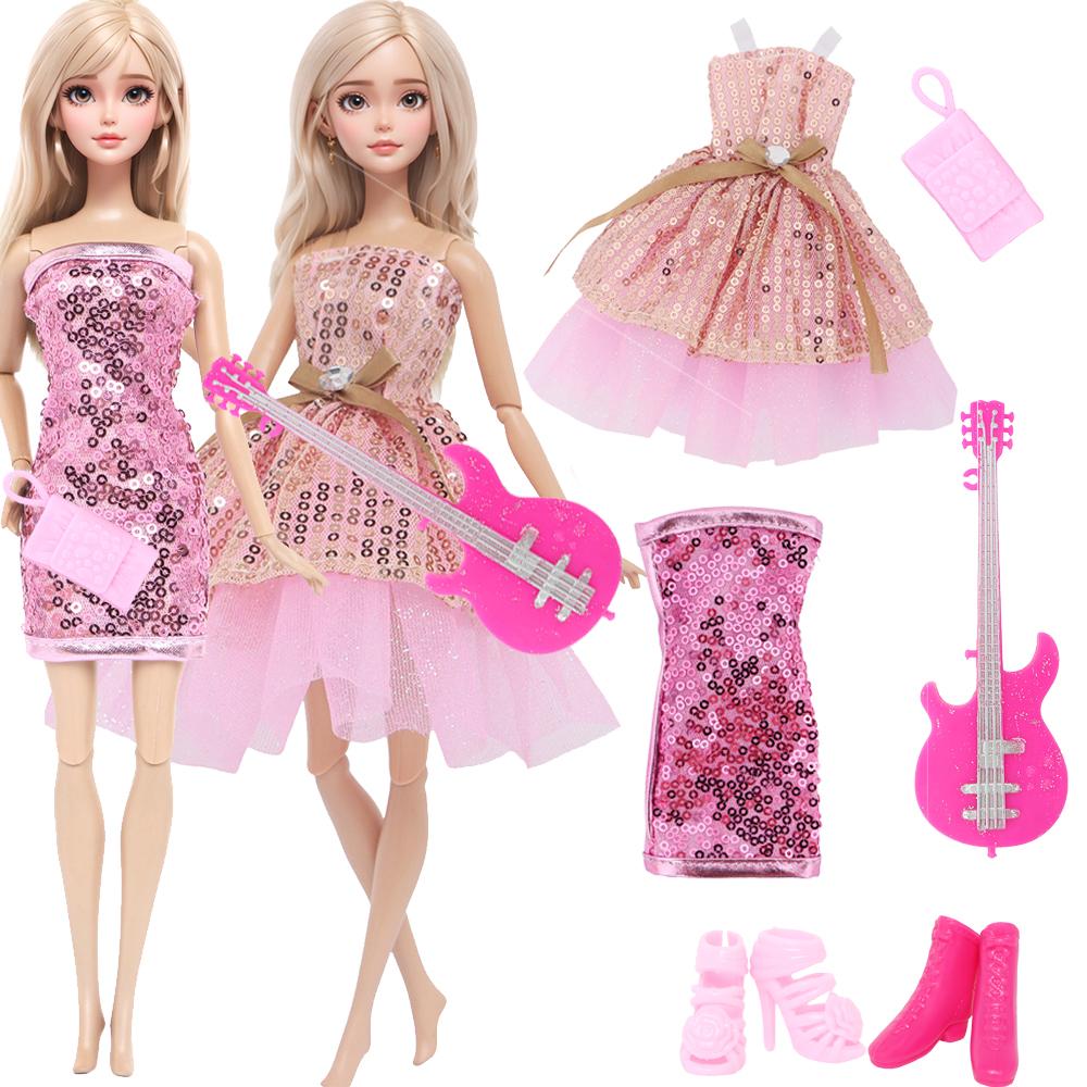 Pink Series Doll Clothes for 30cm Doll Princess Dress Outfits Shoes Necklace Bags Kids Accssories Toy Christmas Birthday Gift