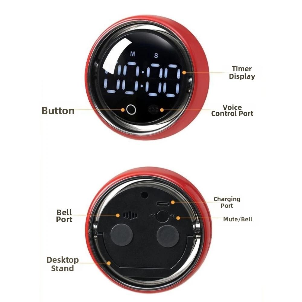 Voice Controlled Magnetic Kitchen Timer LED Display Manual Countdown Timer Rotary Timer Office