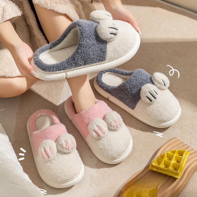 Зимние женские милые мультяшные кошачьи когти с толстым бархатом противоскользящие теплые — фото 5