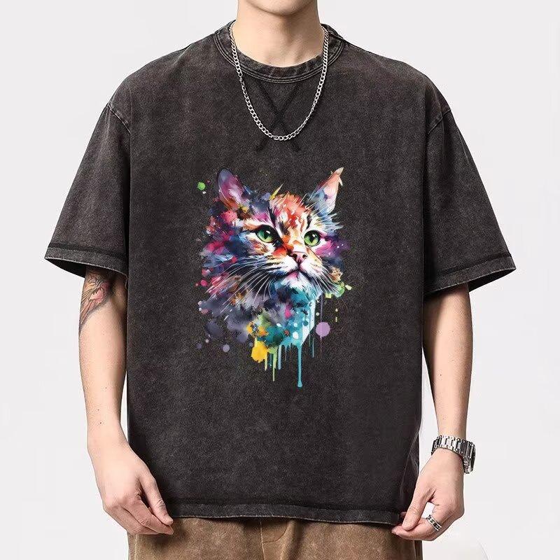 

Мужская футболка с коротким рукавом с мультяшным принтом, летняя, свободного кроя, трендовая, с рукавом пять минут, простая, с принтом 5XL серый